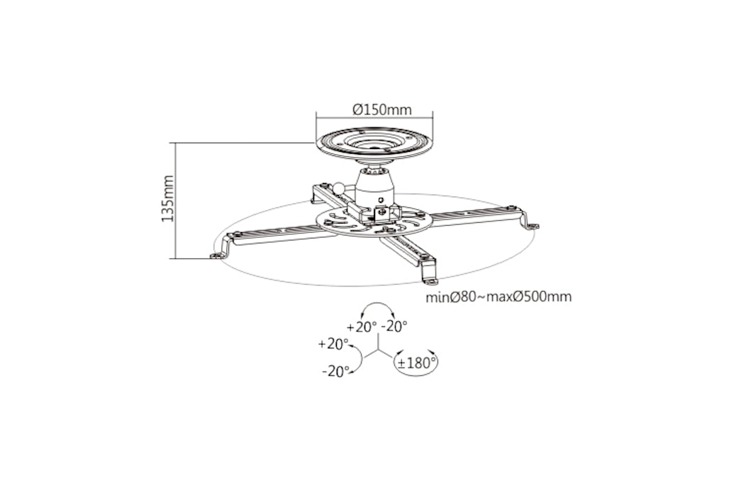 Audio Dimension The Dismount Ceiling Projector Mount | Tilt, Swivel & Rotate