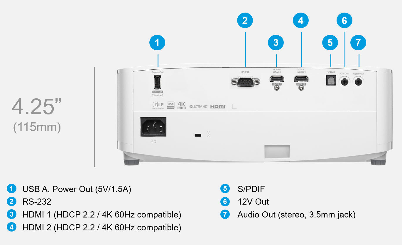 Optoma GT2160HDR 4K UHD Short-throw Cinema Gaming Projector | 240 Hz